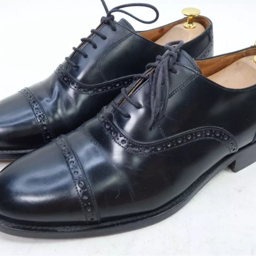 F Tascani Oxford Dress Shoes Black Men Size 10,5 Made in Italy